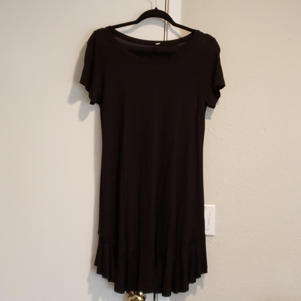 Black dress with ruffle bottom